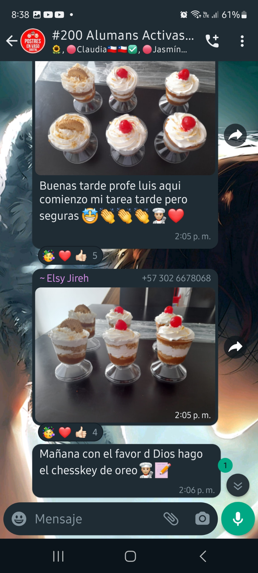 Ingresos generados vendiendo postres en vaso